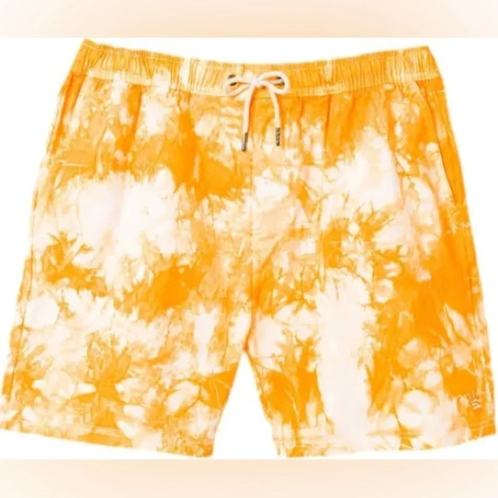 Junk Food Clothing Orange/yellow & White Tie-Dyed Festival Shorts Color Zinnia